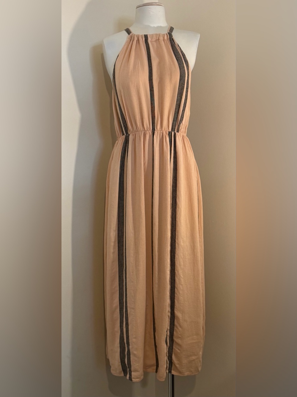 cloth & stone Peach Maxi Dress with Black Stripe Accents